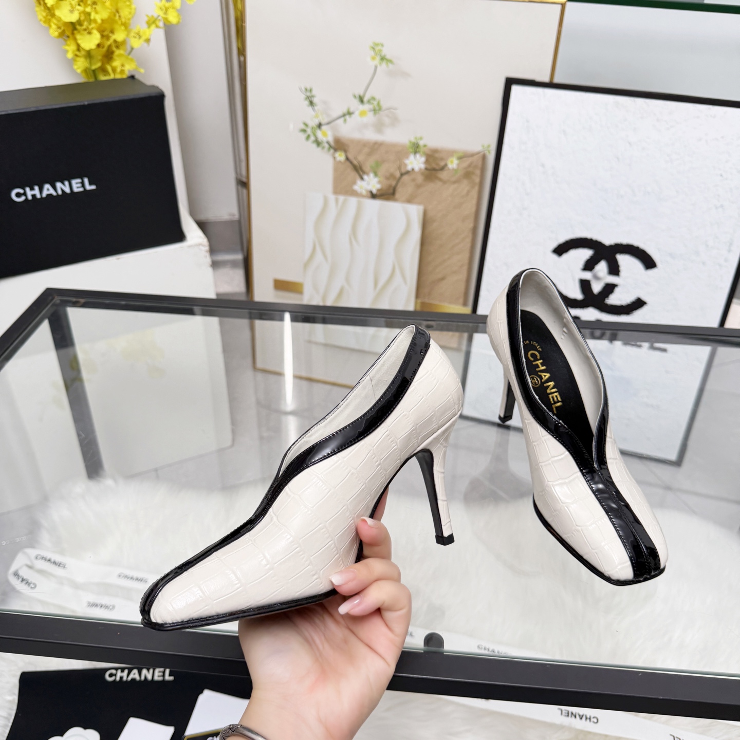 Chanel Style Beige Leather Women's Shoes Lookbook Reference image 2