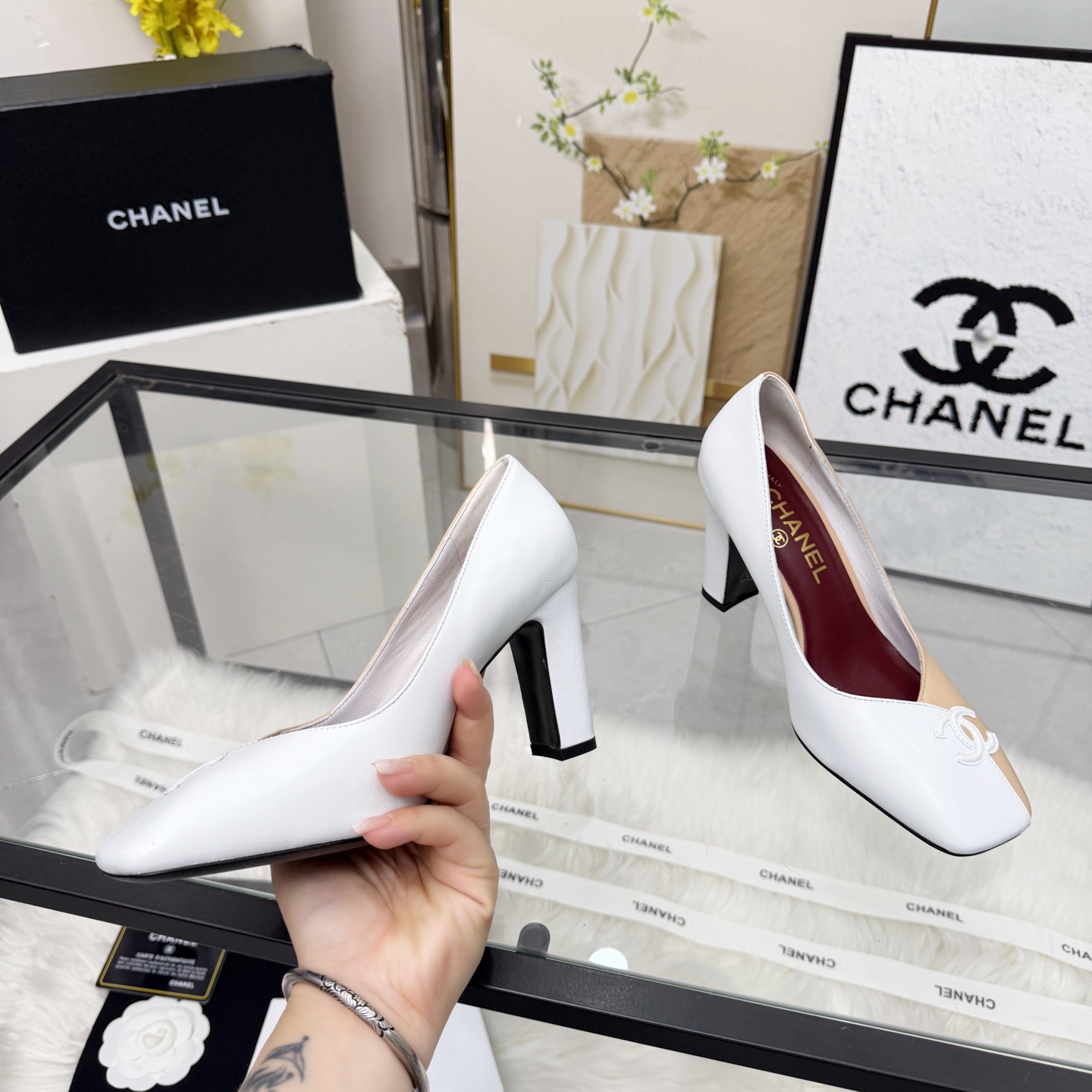 Chanel Style Beige Leather Women's Shoes Lookbook Reference image 2