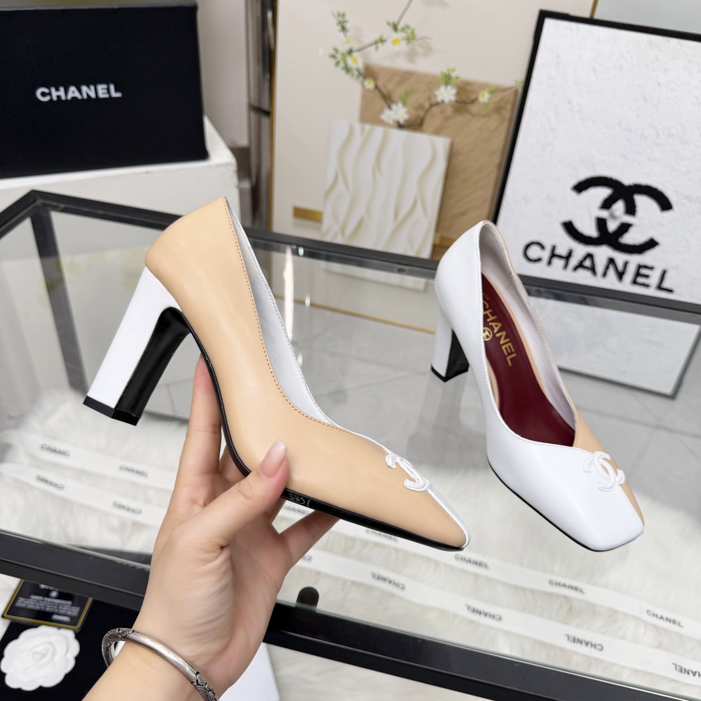 Chanel Style Beige Leather Women's Shoes Lookbook Reference image 1