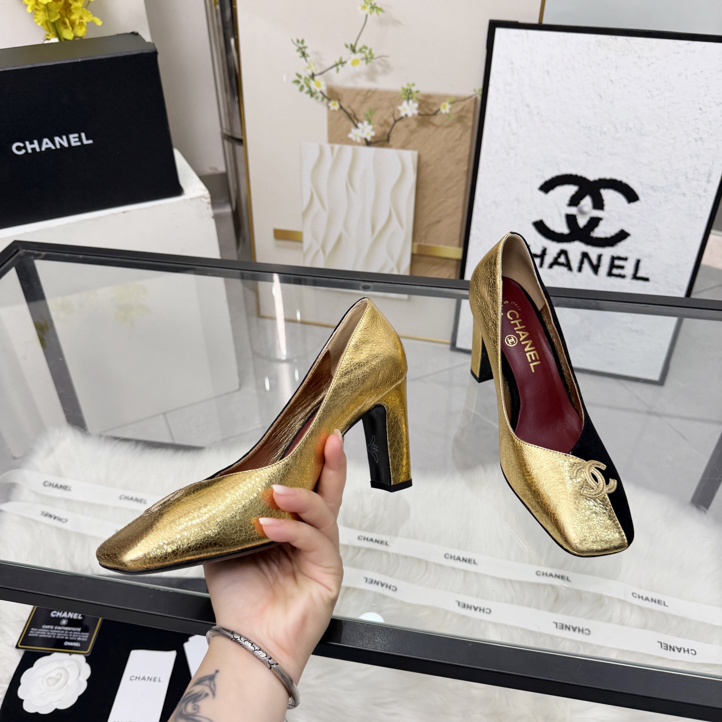 Chanel Style Beige Leather Women's Shoes Lookbook Reference image 2