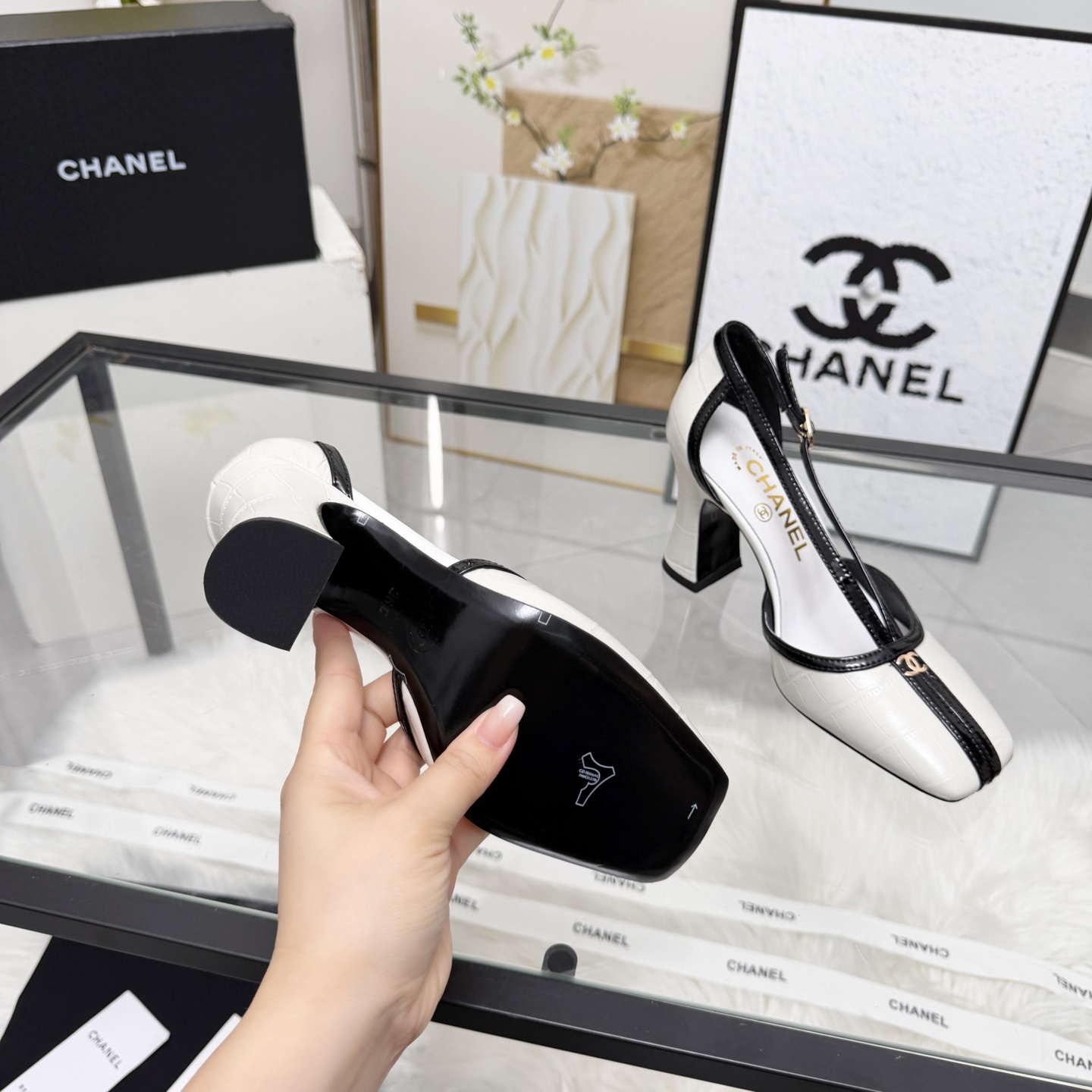 Chanel Style Beige Leather Women's Shoes Women's Shoes Women's Shoes detail image 9 from source 784190