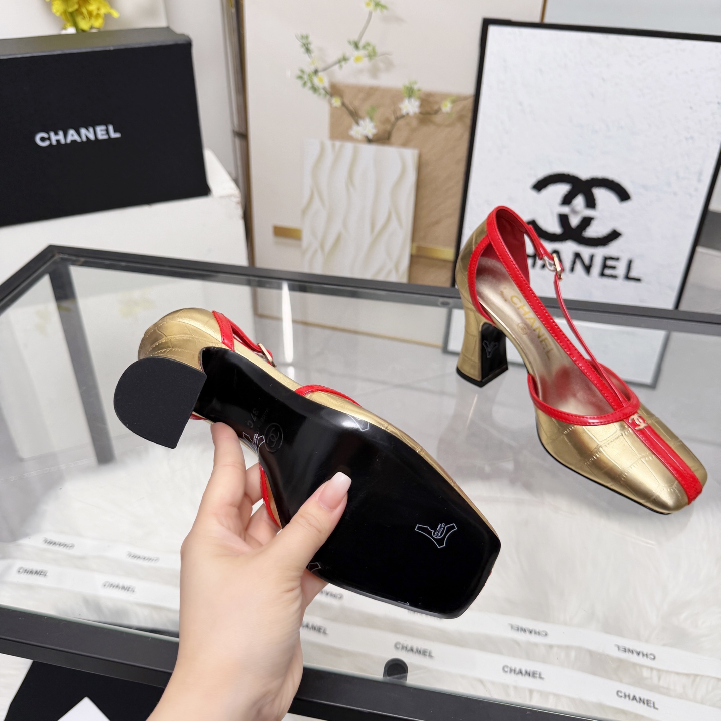 Chanel Style Beige Leather Women's Shoes Women's Shoes Women's Shoes detail image 9 from source 784191