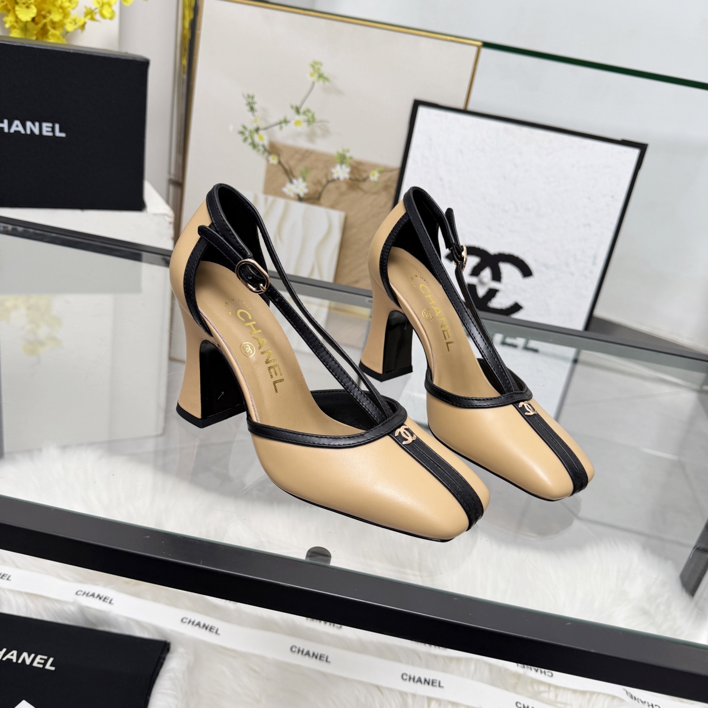 Chanel Style Beige Leather Women's Shoes Women's Shoes Women's Shoes detail image 5 from source 784194