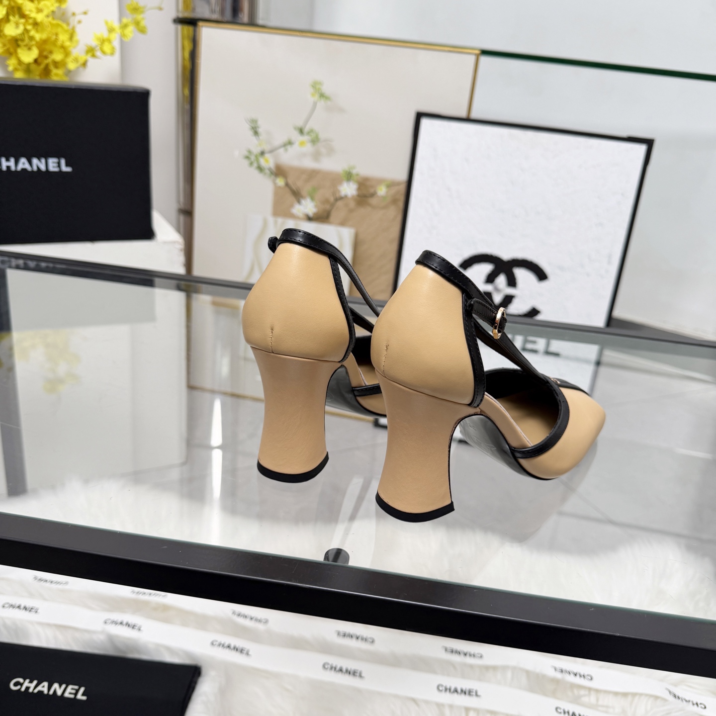 Chanel Style Beige Leather Women's Shoes Women's Shoes Women's Shoes detail image 8 from source 784194