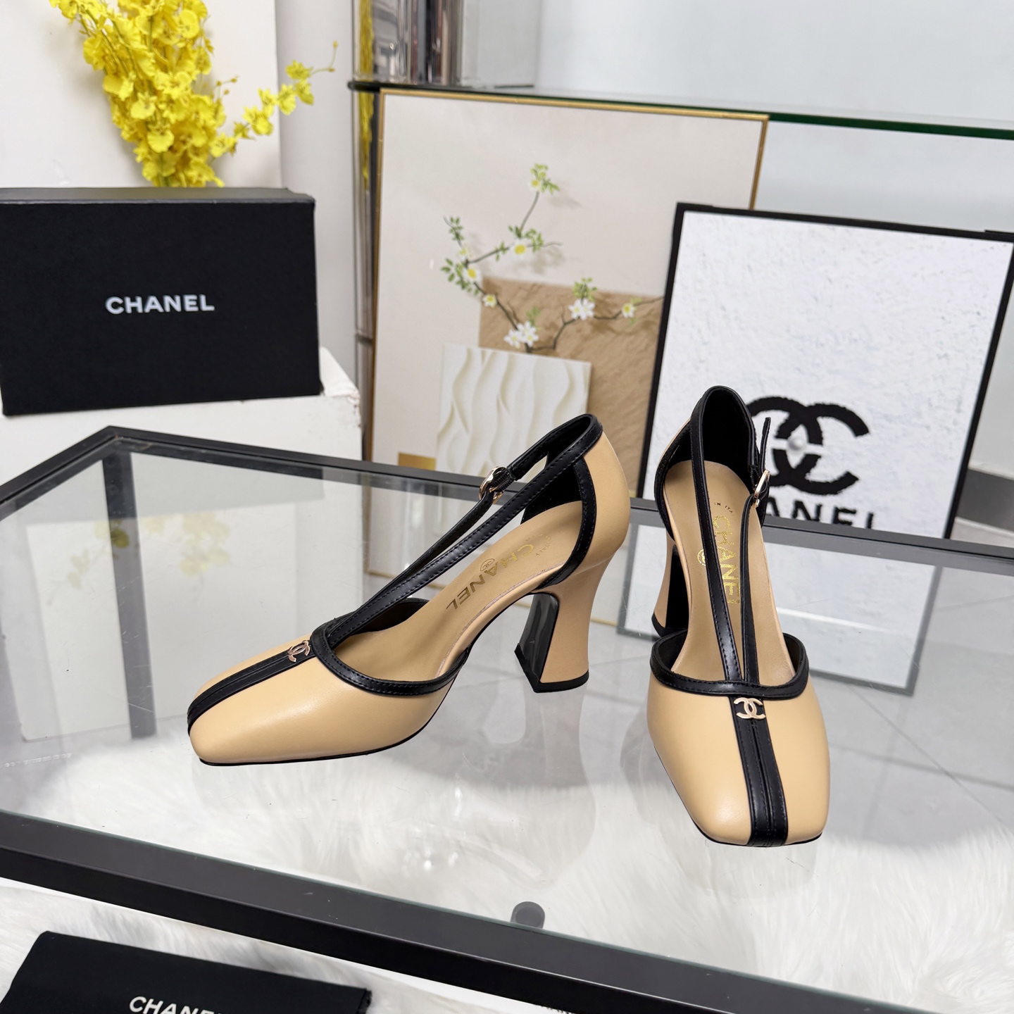 Chanel Style Beige Leather Women's Shoes Women's Shoes Women's Shoes detail image 7 from source 784194
