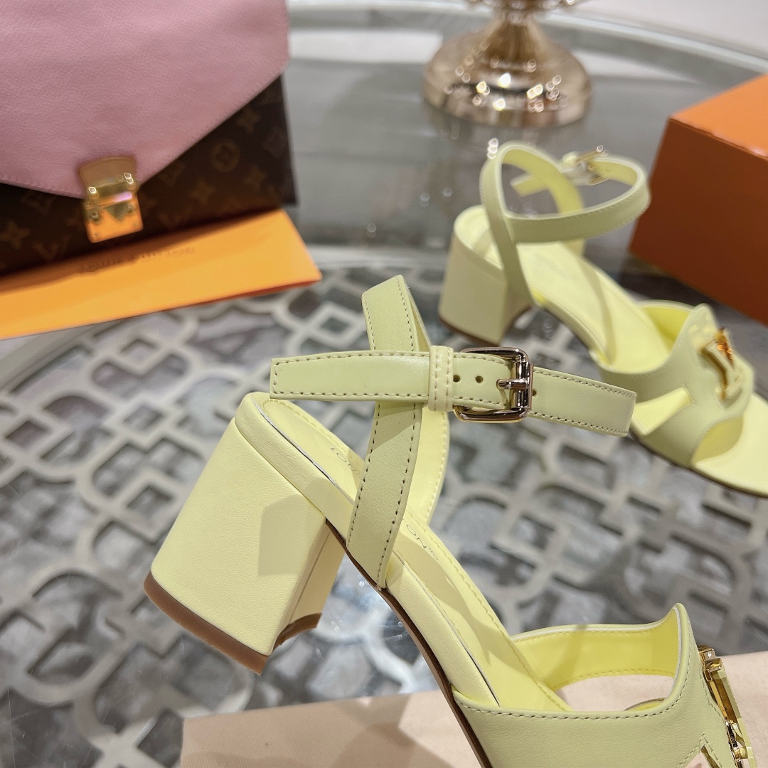 Louis Vuitton 2025 Spring/Summer Leather Heeled Sandals with Block Heel 9 i1719118537 9951 0