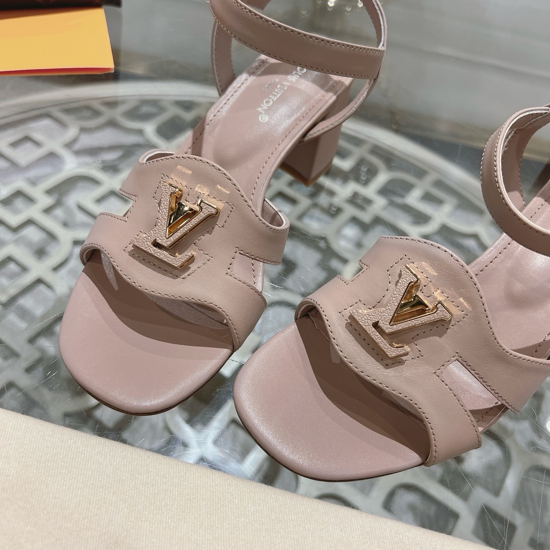 Louis Vuitton Women's Block Heel Sandals with Ankle Strap and LV Logo 8 i1719118595 10 3