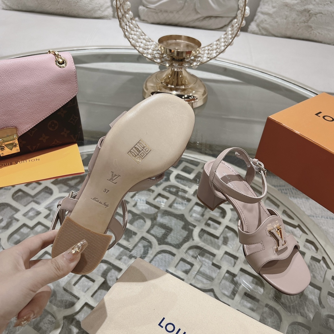 Louis Vuitton Women's Block Heel Sandals with Ankle Strap and LV Logo 10 i1719118595 3535 8