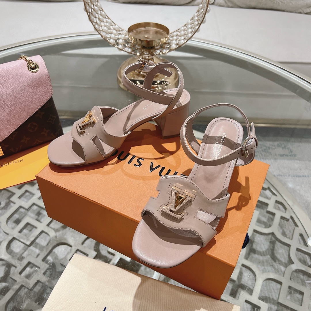 Louis Vuitton Women's Block Heel Sandals with Ankle Strap and LV Logo 5 i1719118595 4582 1