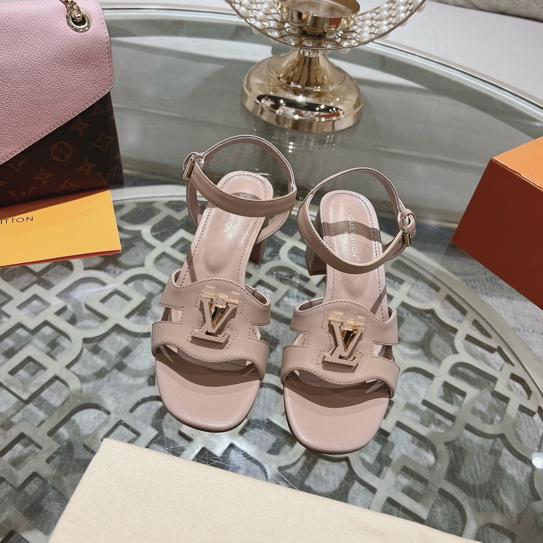 Louis Vuitton Women's Block Heel Sandals with Ankle Strap and LV Logo 3 i1719118595 5198 0