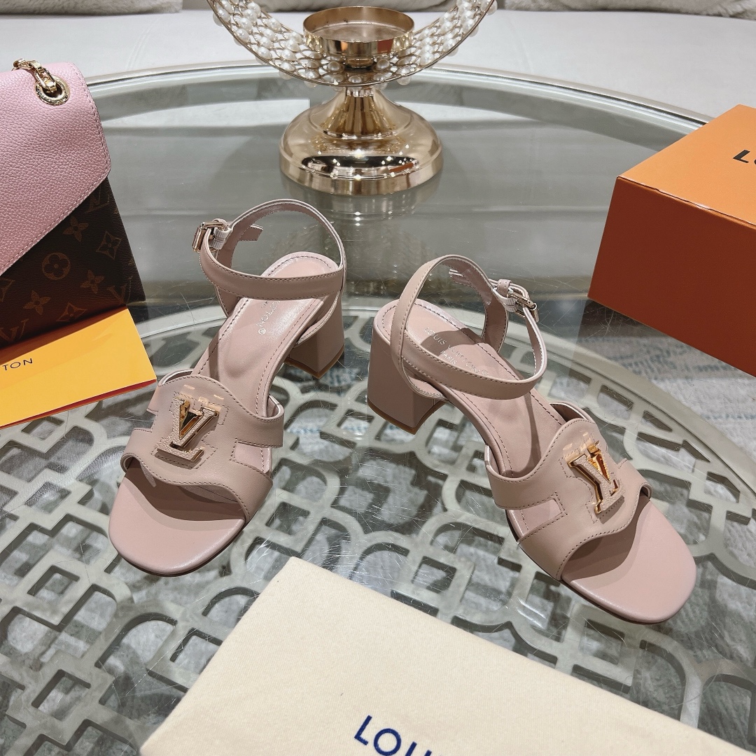 Louis Vuitton Women's Block Heel Sandals with Ankle Strap and LV Logo 4 i1719118595 5885 6