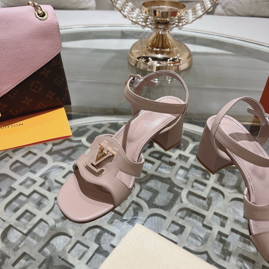 Louis Vuitton Women's Block Heel Sandals with Ankle Strap and LV Logo 7 i1719118595 8339 5