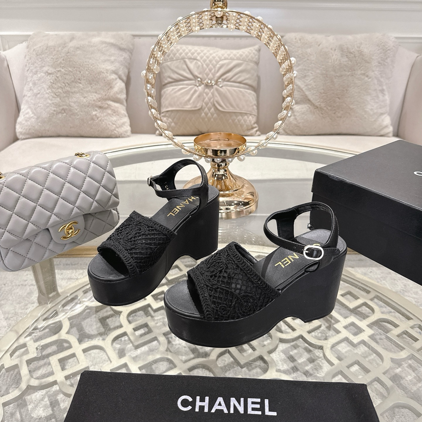 Chanel 2025 Woven Wedge Sandals with Embroidered Logo - Chic & Versatile 2 i1742904920858 5809 0 2