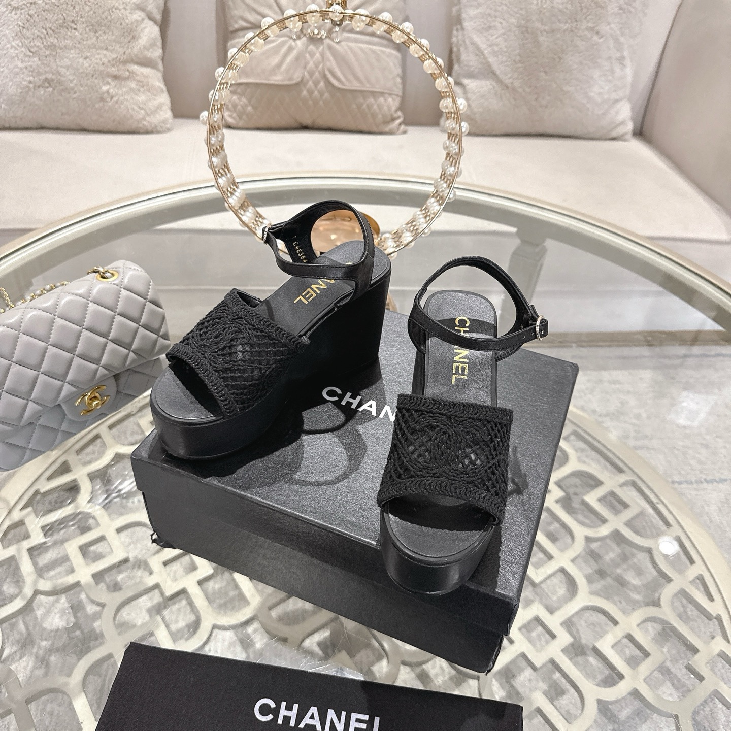 Chanel 2025 Woven Wedge Sandals with Embroidered Logo - Chic & Versatile 7 i1742904920858 660 0 5
