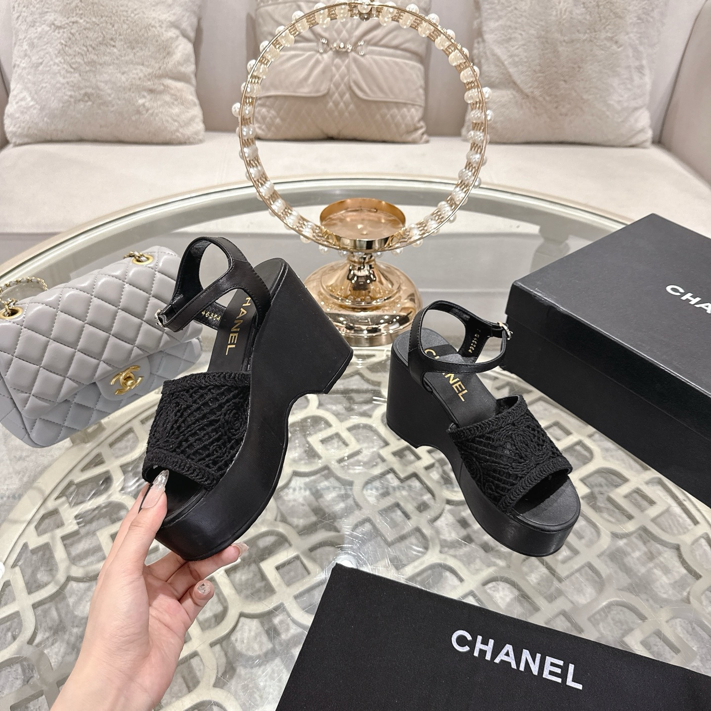 Chanel 2025 Woven Wedge Sandals with Embroidered Logo - Chic & Versatile 5 i1742904925269 8885 0 3