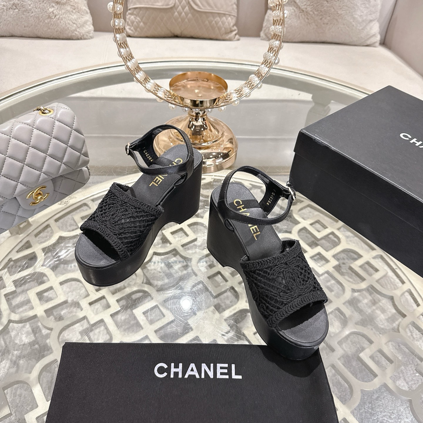 Chanel 2025 Woven Wedge Sandals with Embroidered Logo - Chic & Versatile 4 i1742904925316 5100 0 1