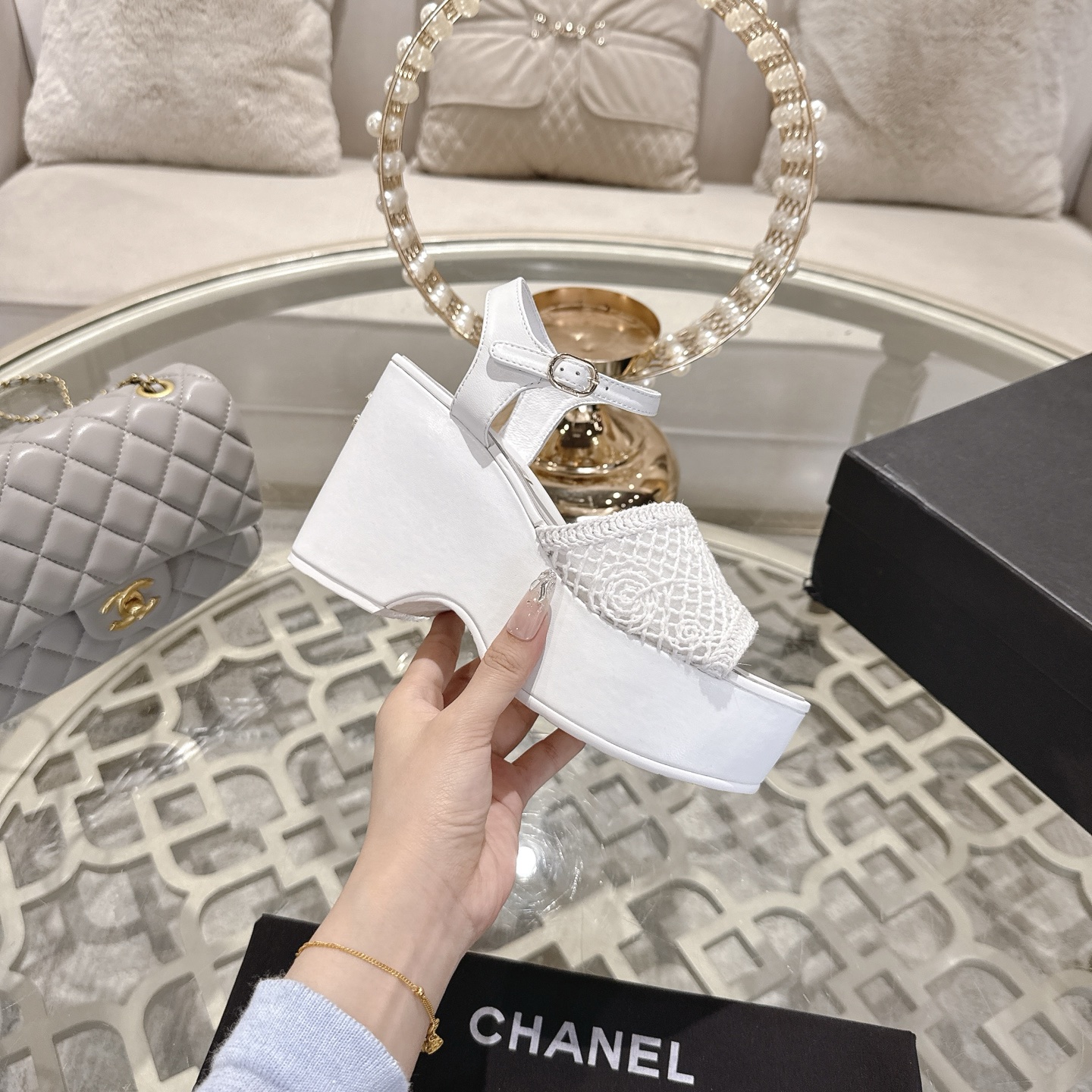 Chanel 2025 Woven Wedge Sandals with Embroidered Logo - Stylish & Versatile 6 i1742904942841 1379 0 4