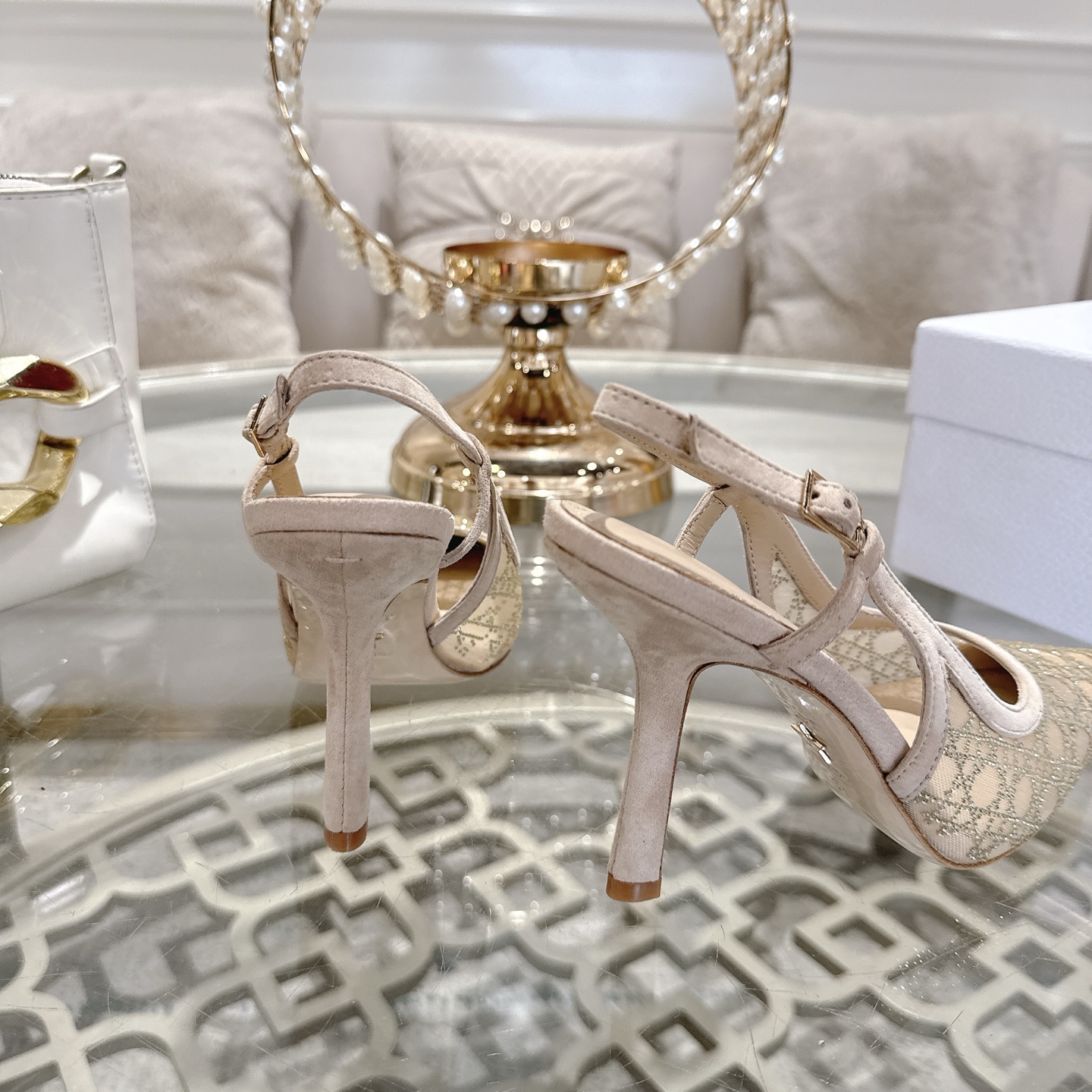 Dior Slingback Pumps in Nude Mesh with Rhinestone Embellishments 10 i1742966210351 9575 0 8