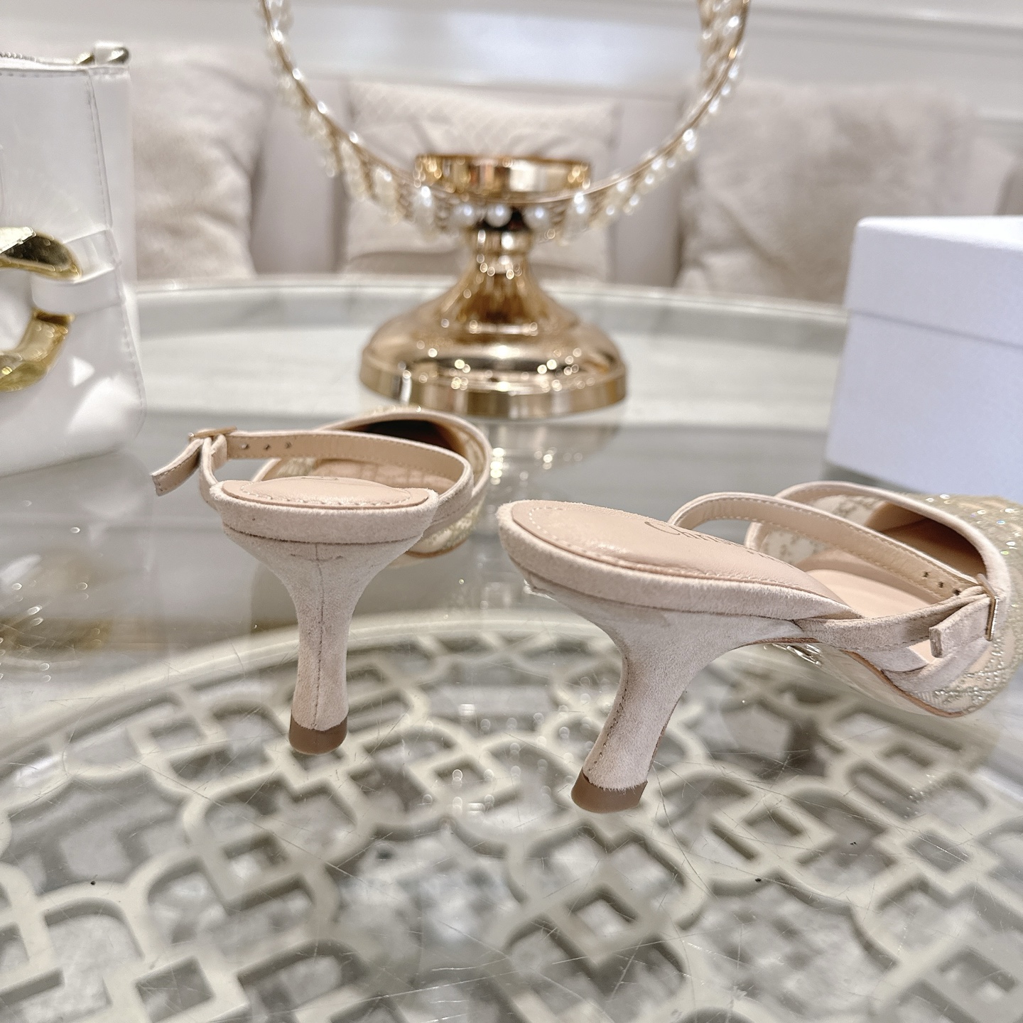 Dior Women's Beige Hot Drill Pointed Toe Kitten Heel Pumps, Elegant and Chic 10 i1742966852162 9372 0 8