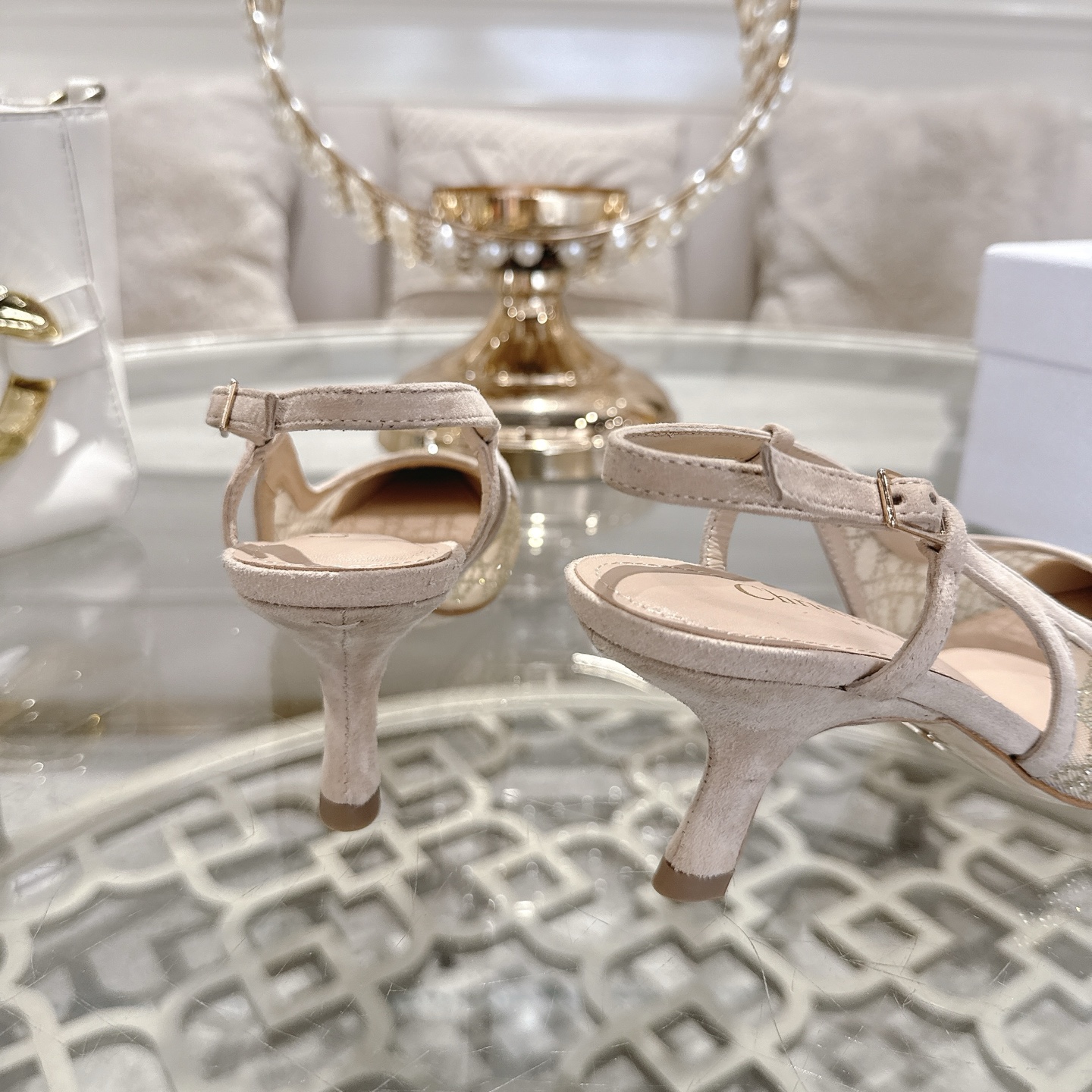 Dior Slingback Pumps with Rhinestone Embellishments - Elegant Cat Heel Shoes 10 i1742967229012 3632 0 8