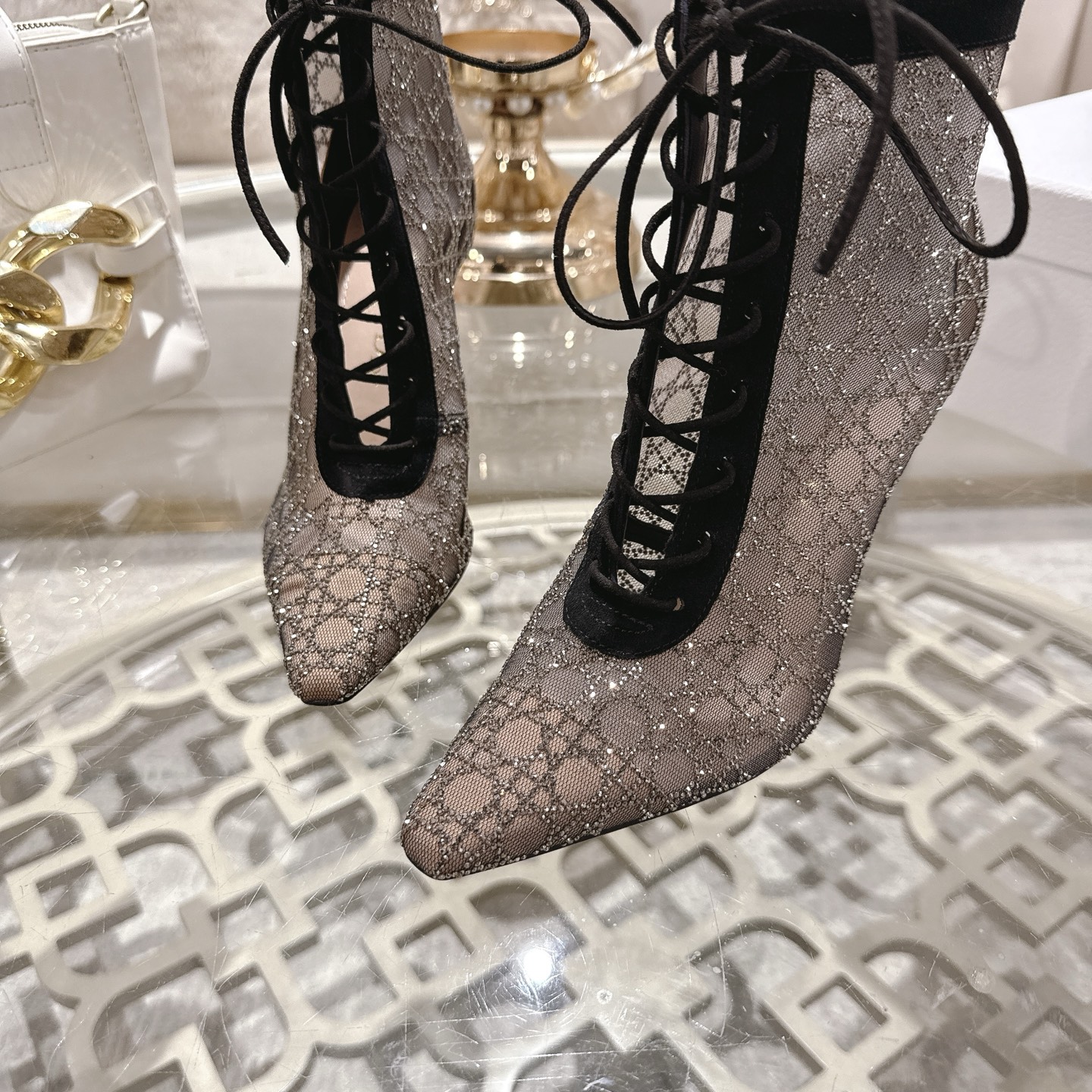 Dior Spring Mesh Lace-up Pointed Toe Stiletto Ankle Boots Elegant Design 9 i1742967479702 1354 0 7