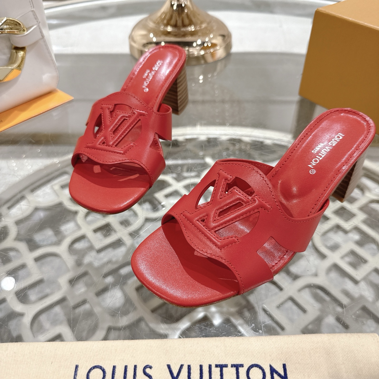 Louis Vuitton 2025SS Red Leather Block Heel Sandals with LV Logo 8 i1743059908216 1790 0 6