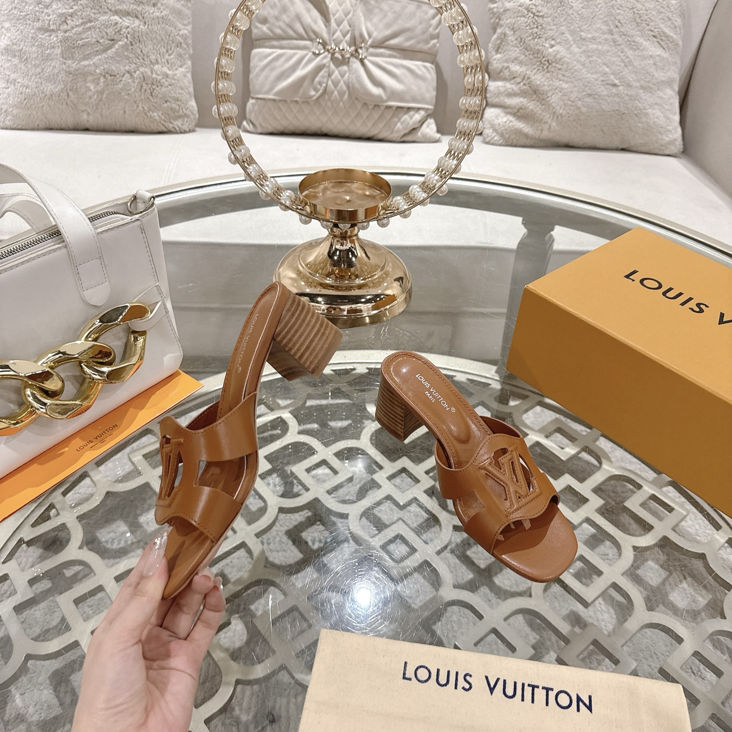 Louis Vuitton 2025 Spring/Summer Heeled Sandals in Brown Leather 5 i1743060000562 1892 0 3