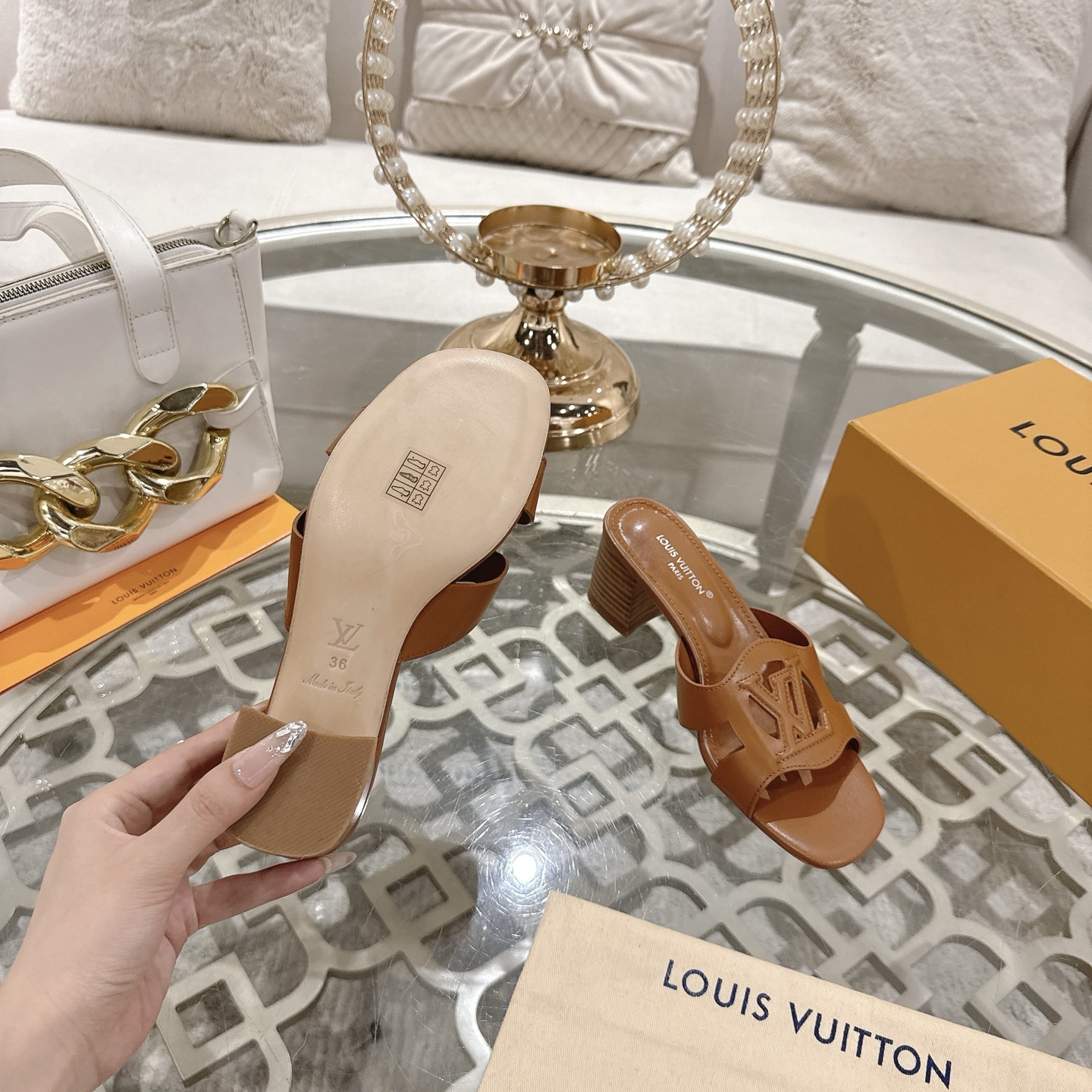 Louis Vuitton 2025 Spring/Summer Heeled Sandals in Brown Leather 10 i1743060000605 5486 0 8