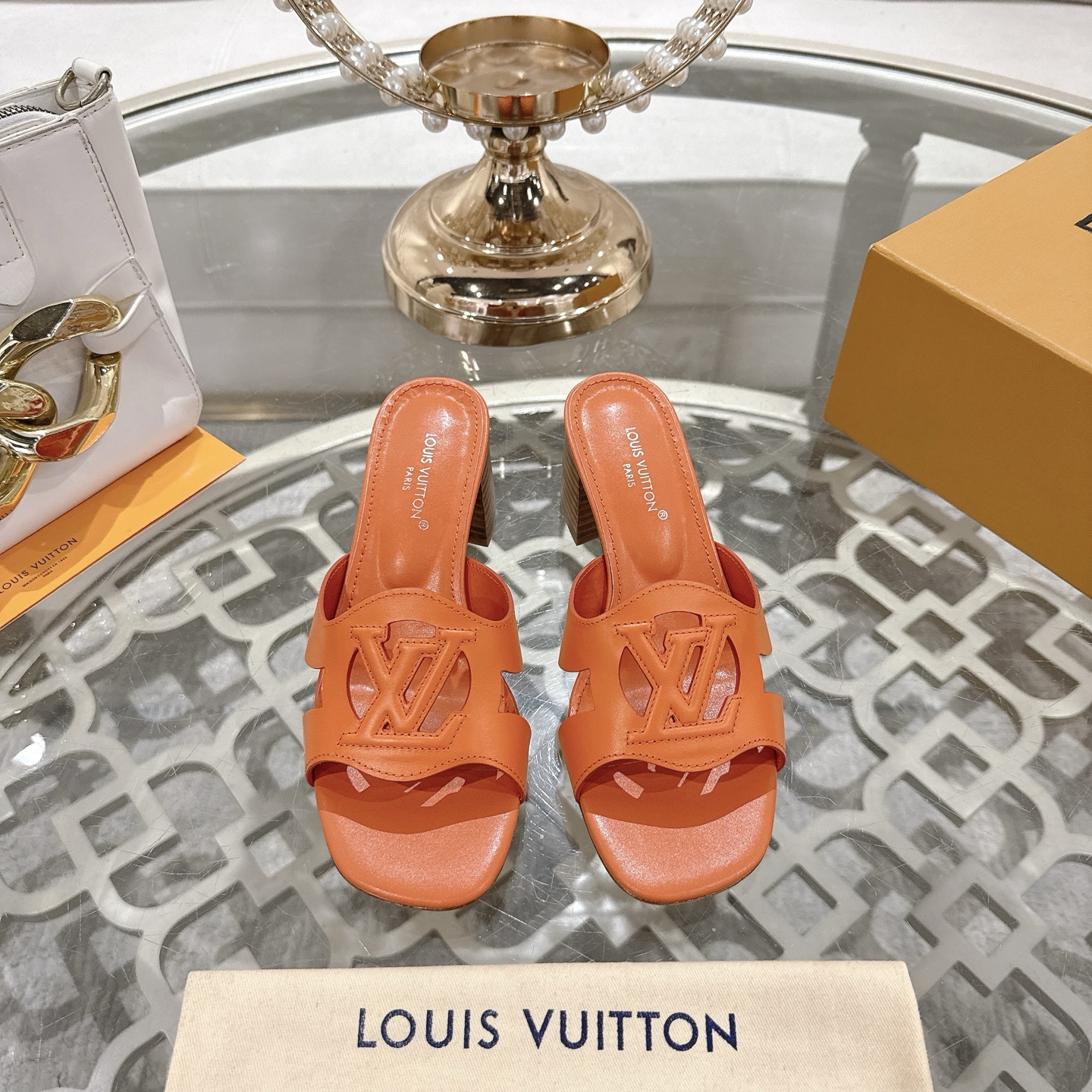 Louis Vuitton 2025 Spring/Summer Leather Block Heel Sandals - Orange 3 i1743060066614 4952 0 0