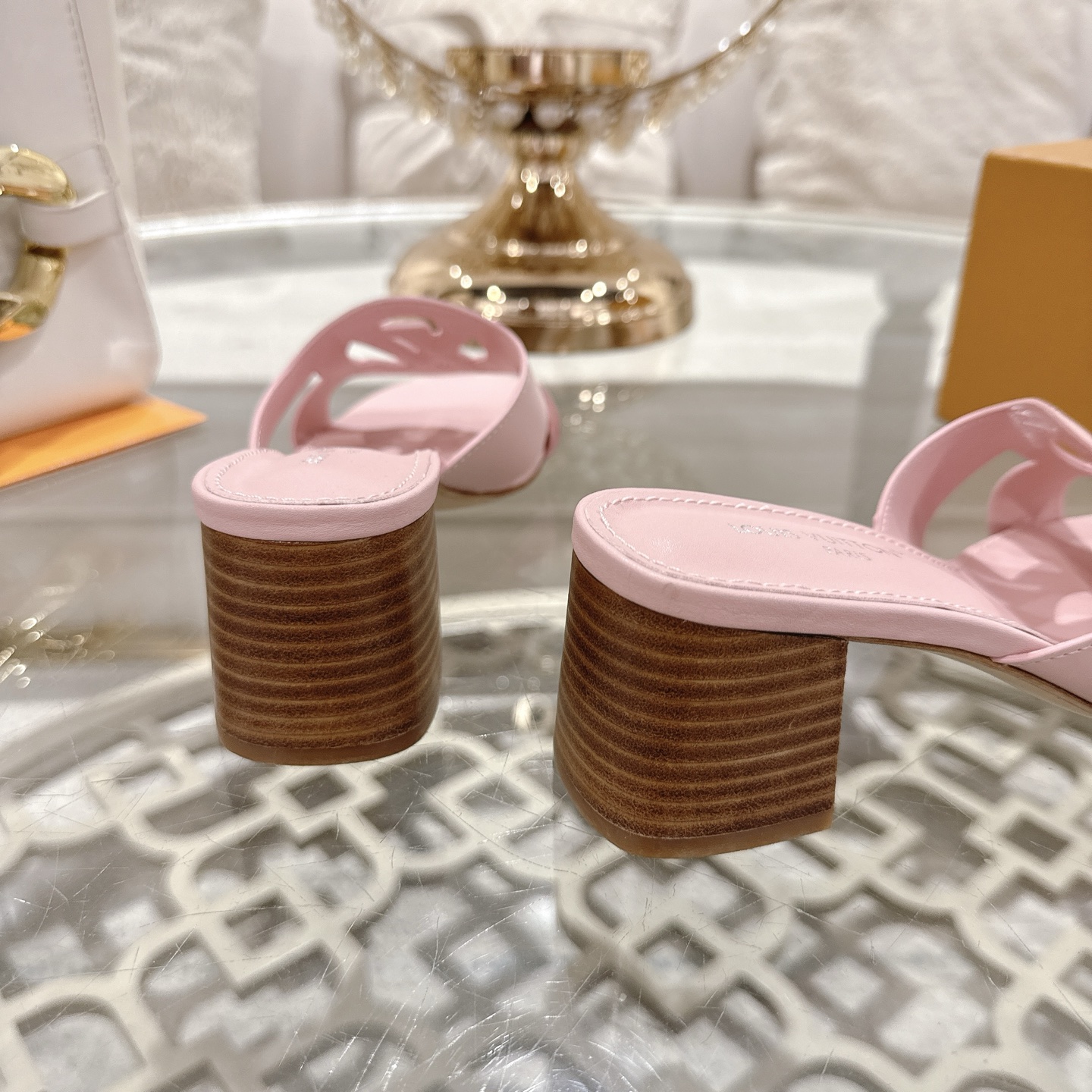 Louis Vuitton Women's Leather Block Heel Sandals - Pink, Retro Style 9 i1743060112757 2020 0 7