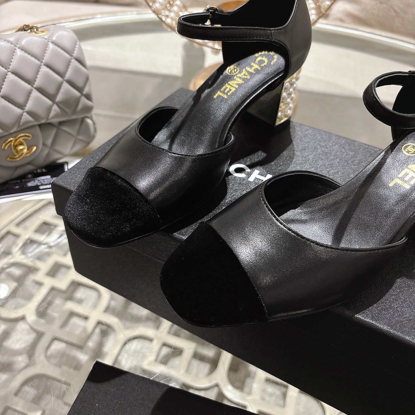 Chanel Pearl Embellished Mary Janes with Double C Buckle, Lambskin, Black 9 i1753591450647 4442 0 7