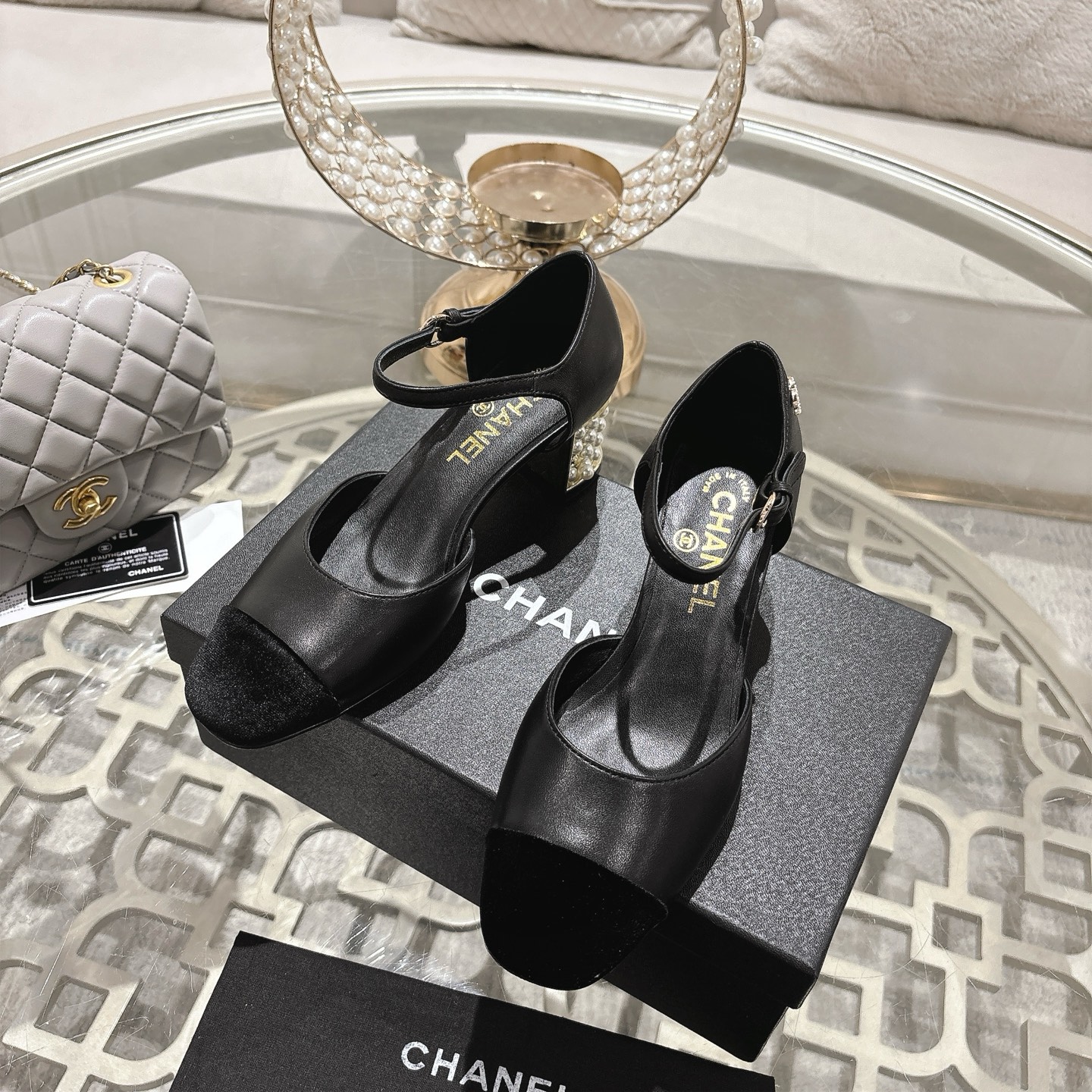 Chanel Pearl Embellished Mary Janes with Double C Buckle, Lambskin, Black 7 i1753591450730 778 0 5