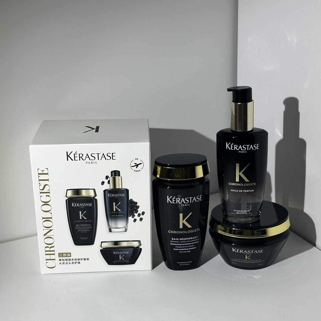 150💰
卡诗黑钻三件套24版！内含：鱼子酱洗发水250ml，护发精油100ml，发膜200ml。