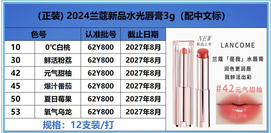 35! Lancôme lipstick hidratante 2024 3g disponible en seis colores: 10, 30, 42, 45, 50, 53