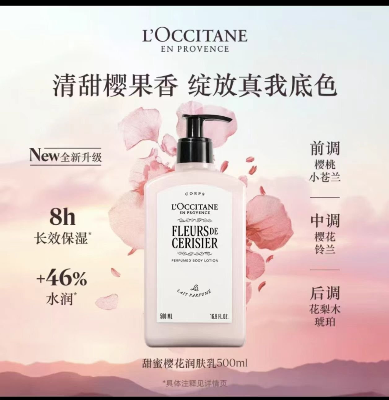 Loción corporal de cerezo L'Occitane versión 25 500ml.