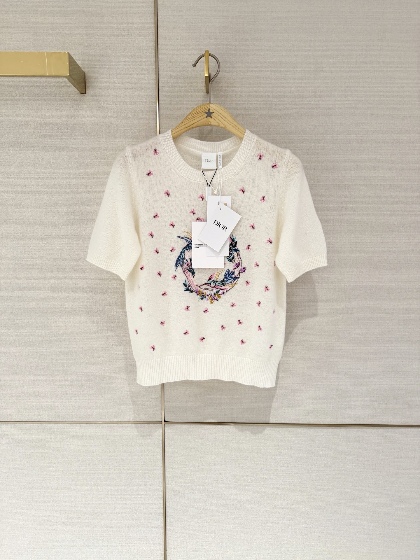 Dior Cream Floral Knit Top