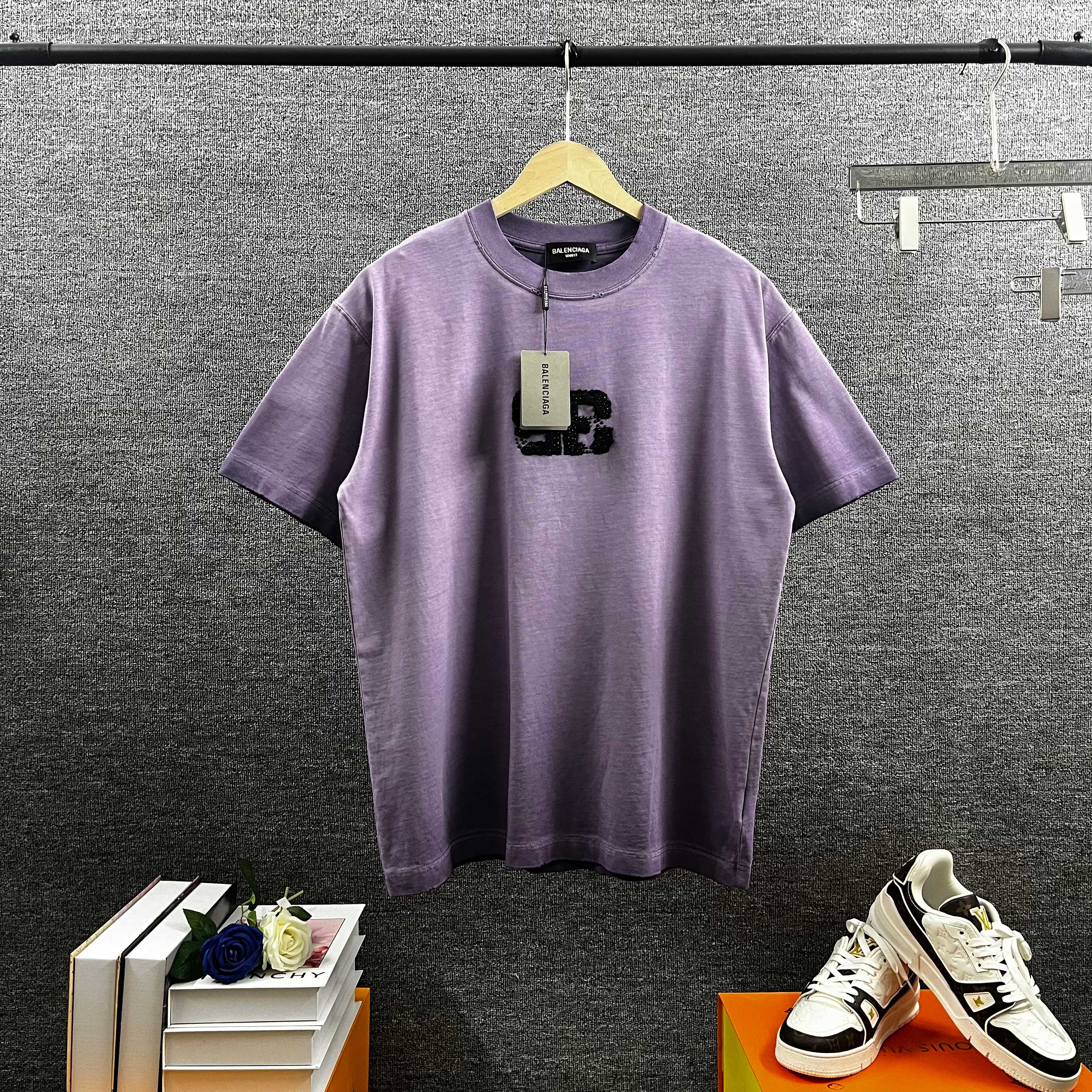 P95 Paris*Balenciaga*Bal*en*cia*ga 2025 primavera/verano nueva temporada, lavado pesado y desgastado, letras con doble …