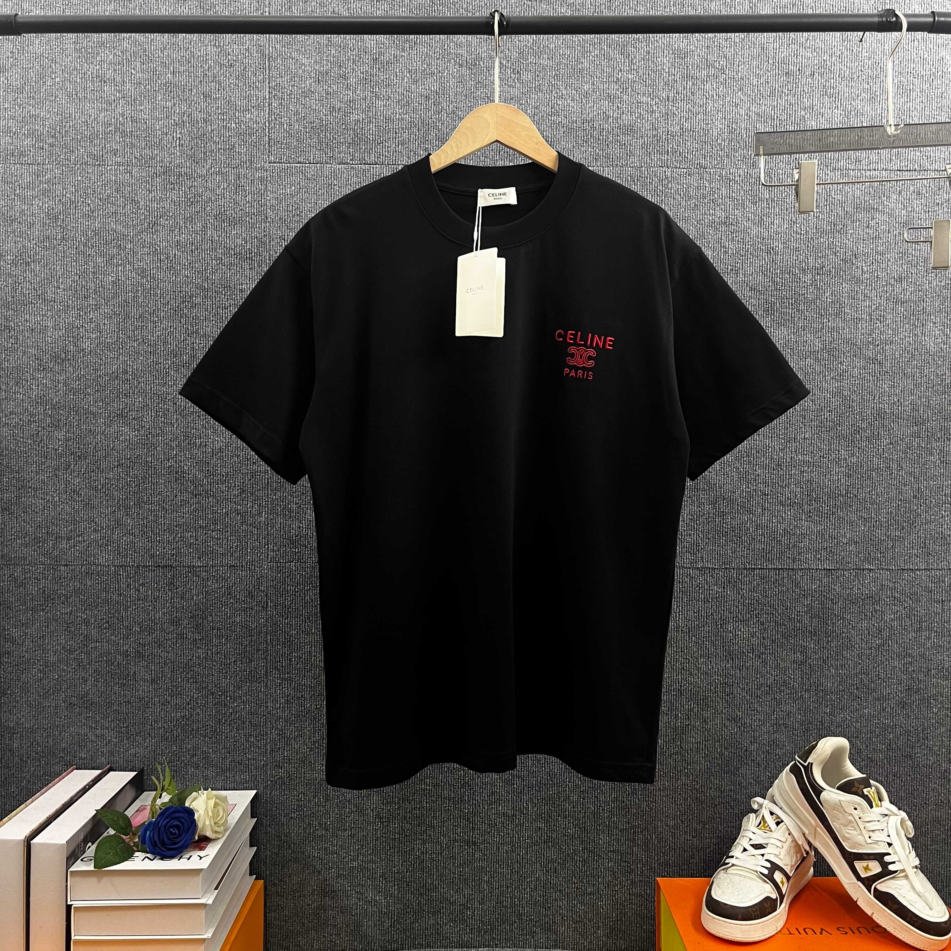 p95 Cel* Cé*lin* camiseta de manga corta de primavera/verano 2026, técnica de bordado de letras, logo personalizado, te…