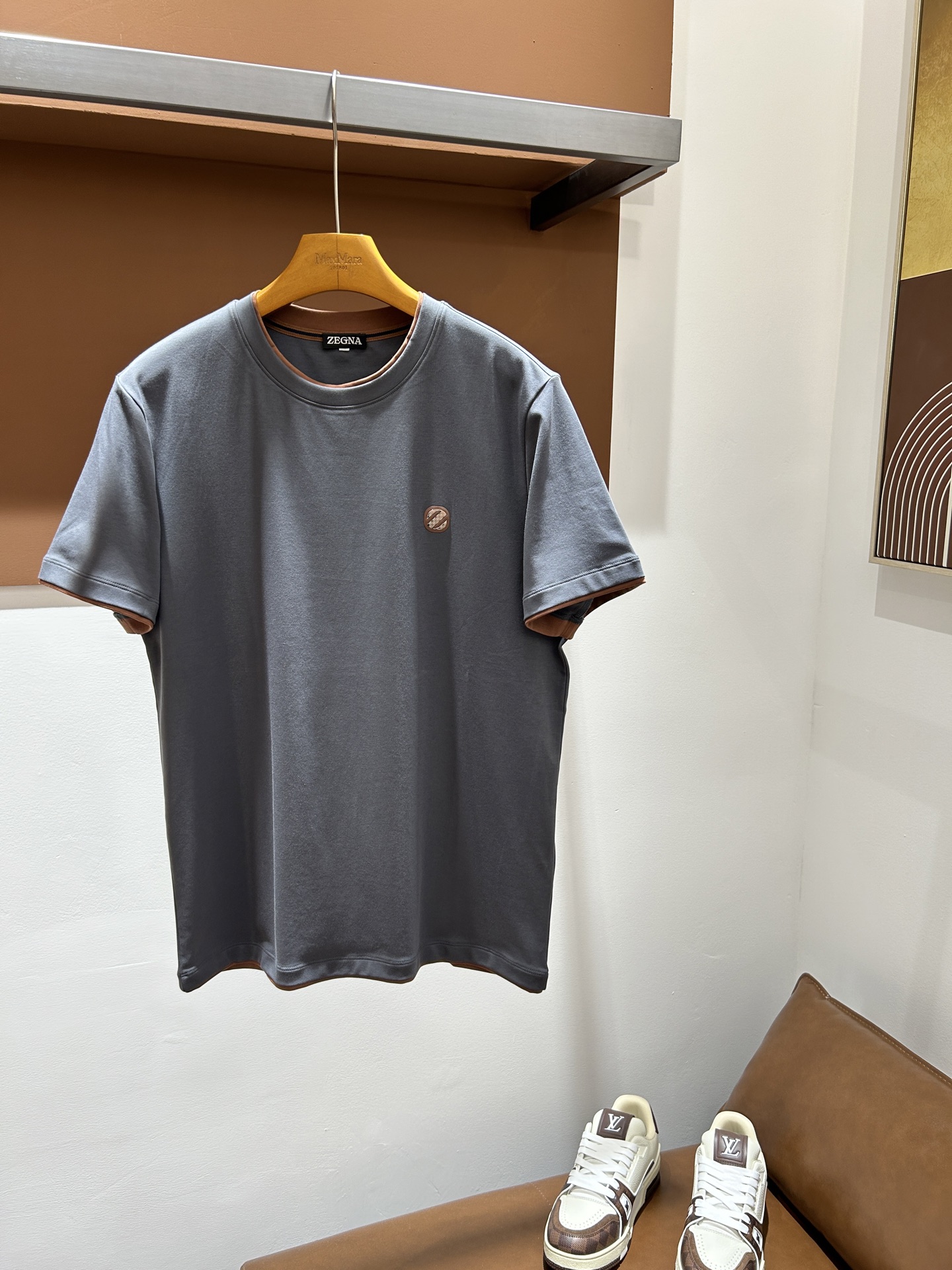 杰尼亚ZZ26夏季男士圆领短袖 蚕丝莫代尔棉 码数M-3XL