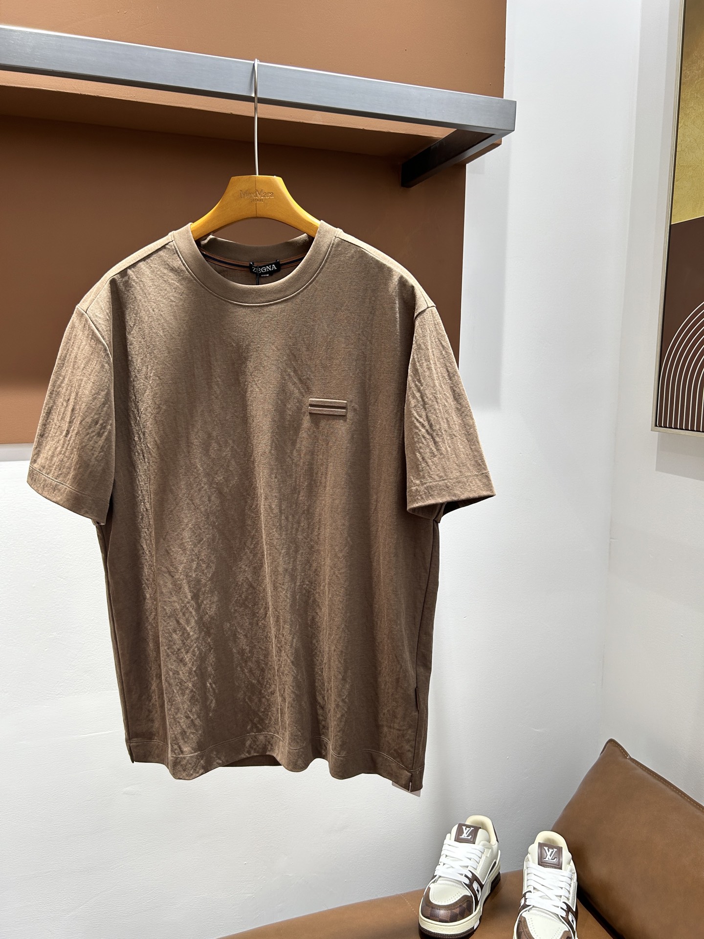 杰尼亚ZZ26夏季男士圆领棉麻短袖，原单！码数M-3XL