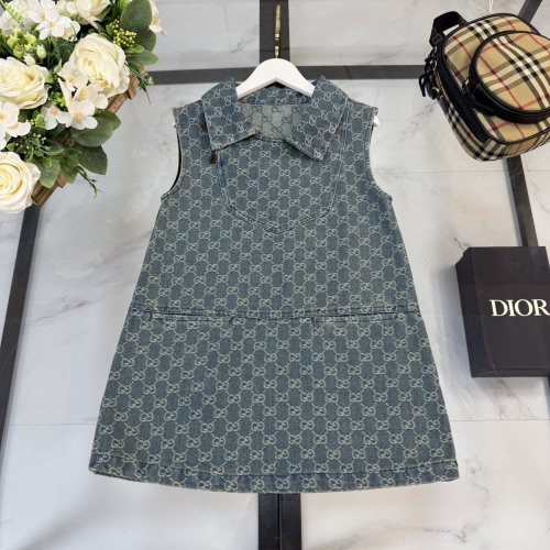 Gucci Girls' Jacquard Denim Sleeveless Dress - Comfortable & Stylish 1 Gucci Girls' Jacquard Denim Sleeveless Dress - Comfortable & Stylish