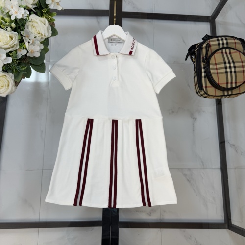 Moncler Girls' White Cotton Polo Dress with Striped Detail - Comfortable Fit 1 Moncler Girls' White Cotton Polo Dress with Striped Detail - Comfortable Fit