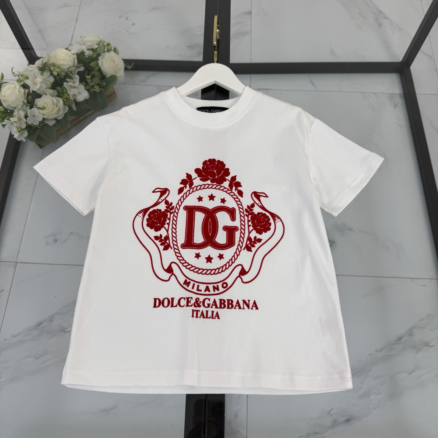 Tallas: 100-150 @79 sin descuento DOLCE&GABBANA Dolce & Gabbana 2026 nueva camiseta de manga corta para niños de pre-te…