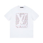 Louis Vuitton Clothing T-Shirt Black White Printing Unisex Cotton Fashion Short Sleeve