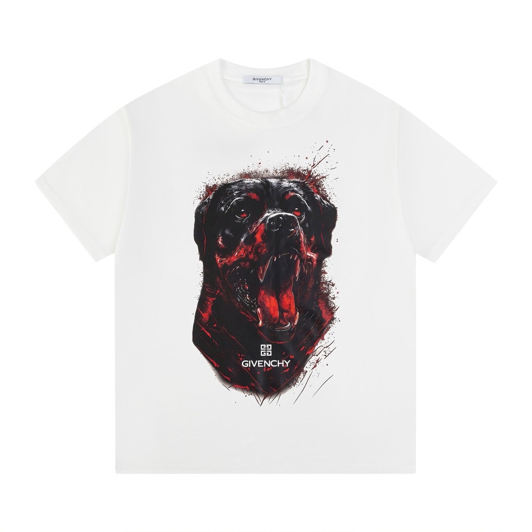 Camiseta de manga corta con estampado de cabeza de perro clásica de Givenchy/Givenchy 24ss. Tecnología de inyección dir…