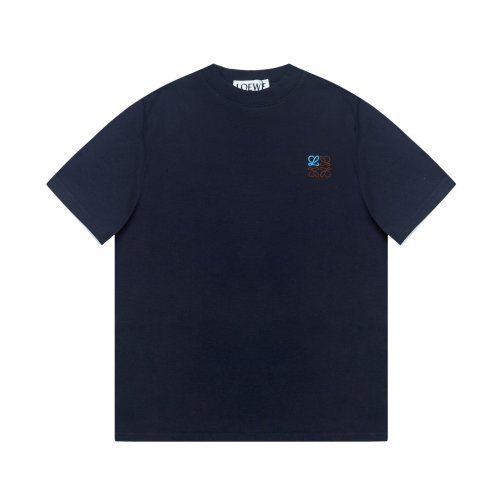 Loewe Camiseta de Algodón con Logo Bordado para Hombre y Mujer 1 Loewe Camiseta de Algodón con Logo Bordado para Hombre y Mujer