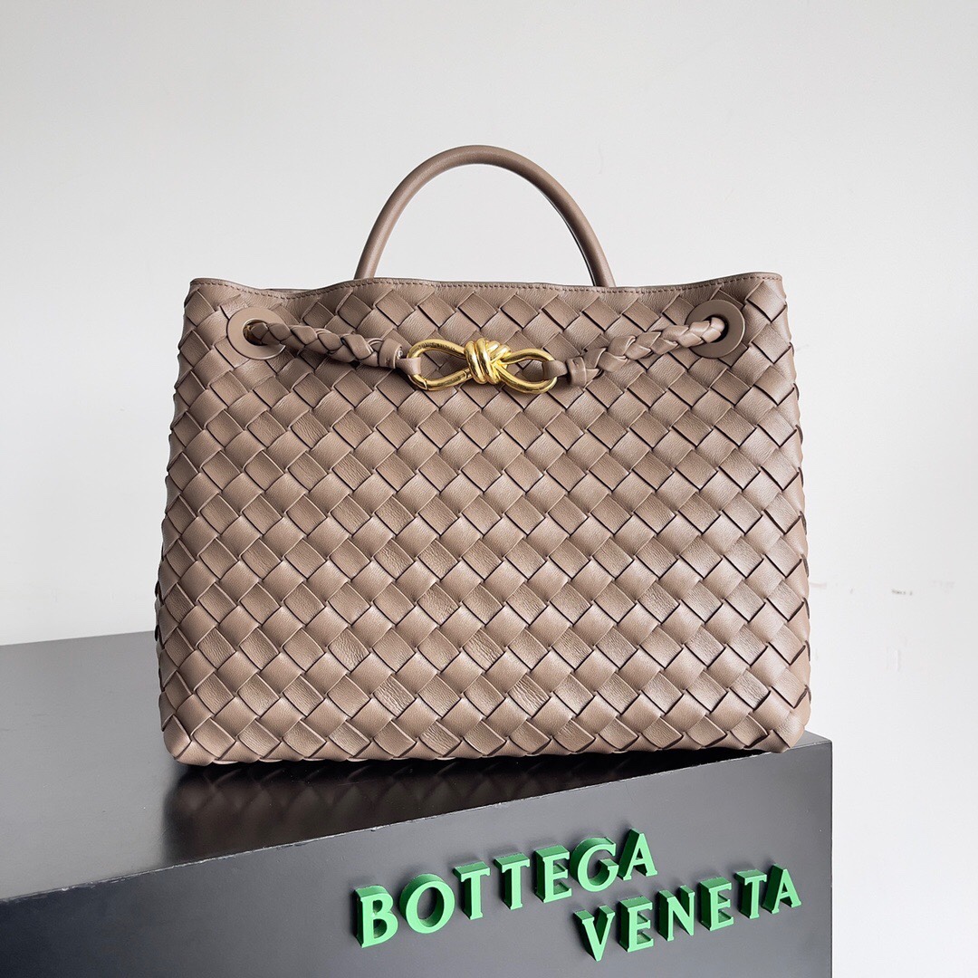 BV的新款Andiamo出货真的实火Bottega Veneta 本季推出的新款Andiamo编织手袋真的是火遍全球！！海内外明星纷纷上身，奥斯卡影后杨紫琼都带它出街，宋佳、崔雅拉、俞飞鸿、三吉彩花、Rosie Hunting-Whiteley 、吉冈里帆等等都pick过这款的包包，经典百搭很显气质，而且包包容量也很大，日常通勤非常方便！！多种背法，肩带可自己调节，原厂小羊皮手感柔软细腻，中性风格的打造，打破性别界限带来更实用、更持久的使用体验\n兼具优雅与休闲风格的Andiamo完美诠释“时尚老钱风”的本貌\n  尺寸：xx。WZ