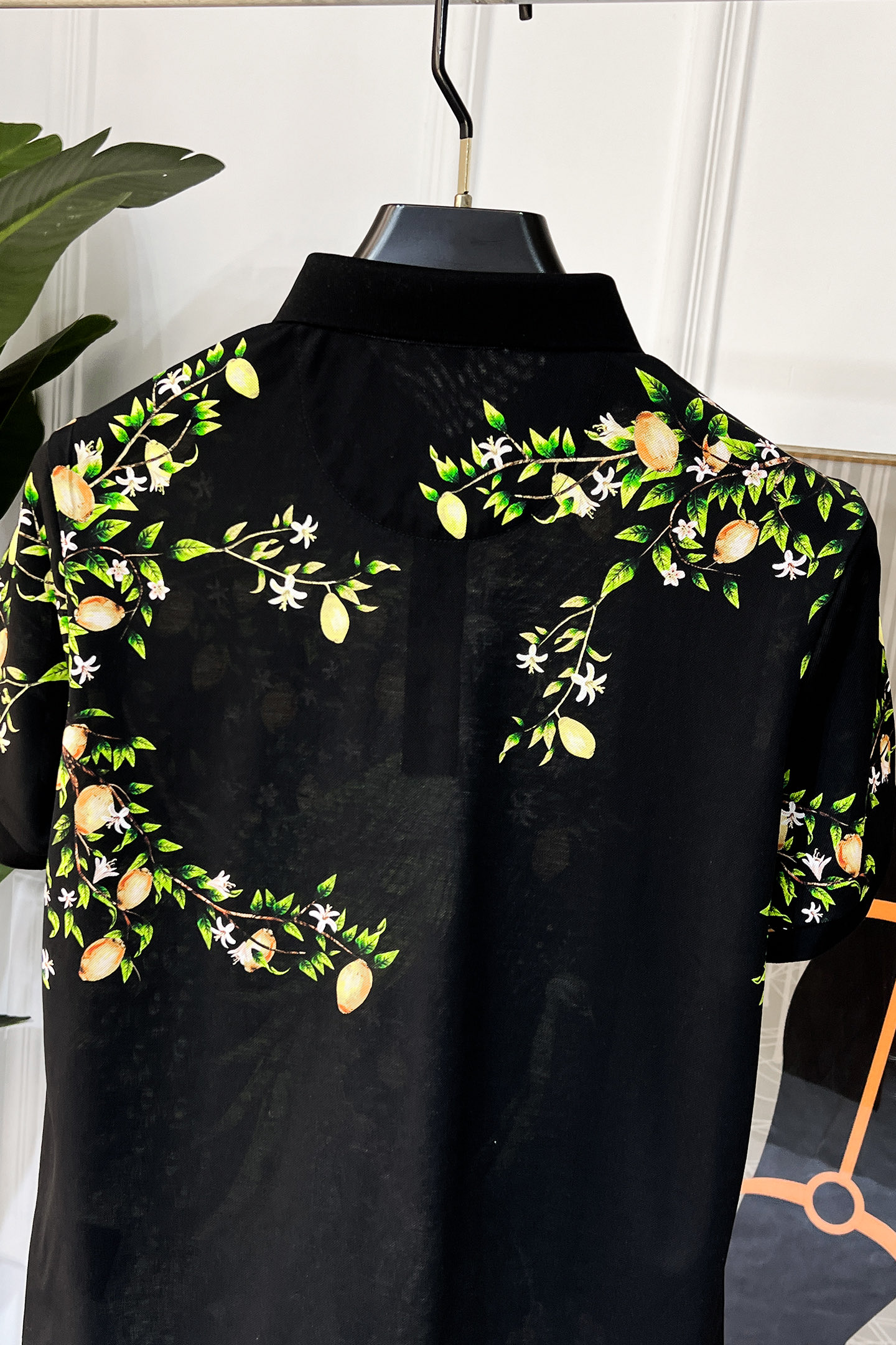 Versace Men's Black Polo Shirt with Peacock and Lemon Print - Casual Fashion 9 i1738640295535 8285 0 8