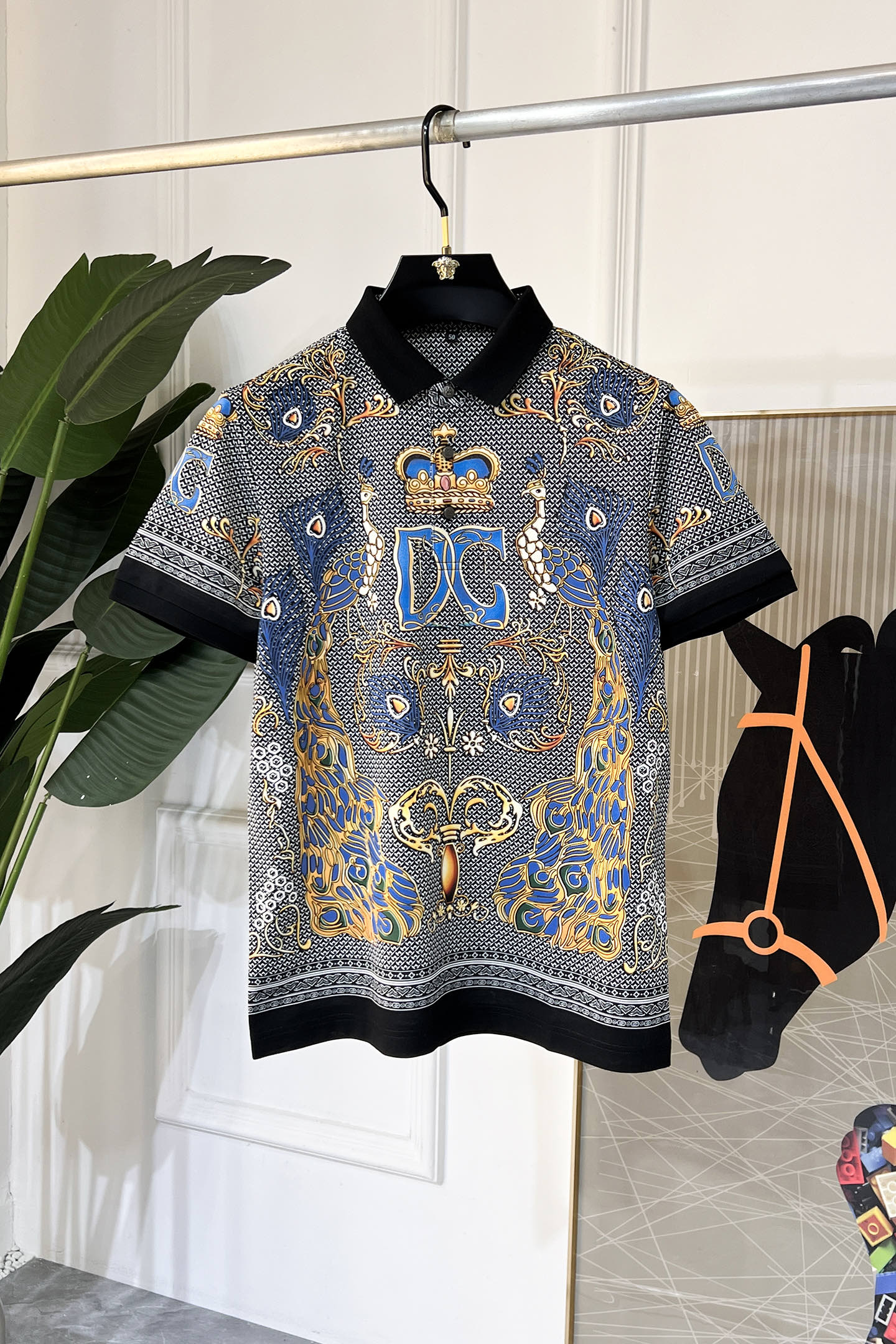 Dolce & Gabbana Men's Printed Polo Shirt - Short Sleeve, Slim Fit