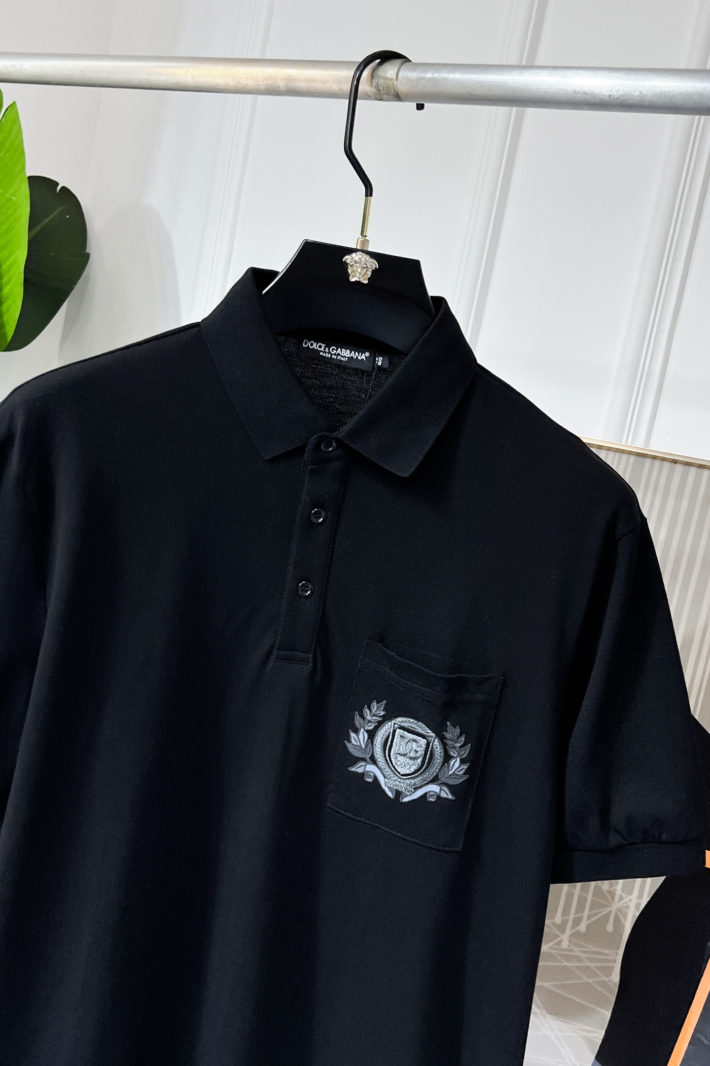 Dolce & Gabbana Men's Black Cotton Polo Shirt with Crest Embroidery 4 i1750747141332 4917 0 2